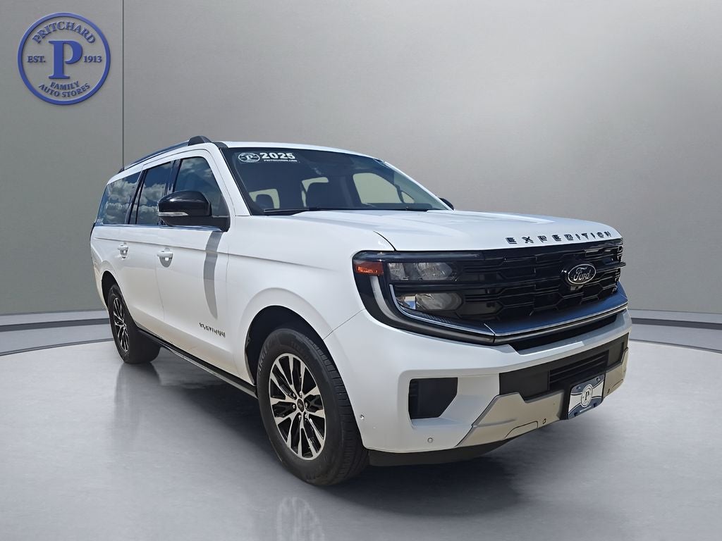2025 Ford Expedition Max Platinum in Oxford White — front three-quarter view