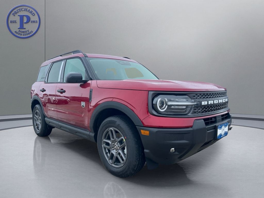 2025 Ford Bronco Sport Big Bend in Ruby Red Metallic Tinted Clearcoat — front three-quarter view