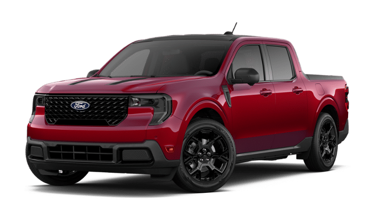 2026 Ford Maverick Lariat in Ruby Red Metallic — front three-quarter view