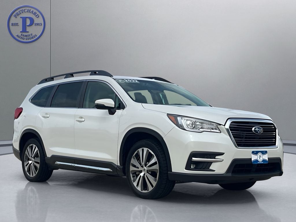 2022 Subaru Ascent Limited in Crystal White Pearl — front three-quarter view